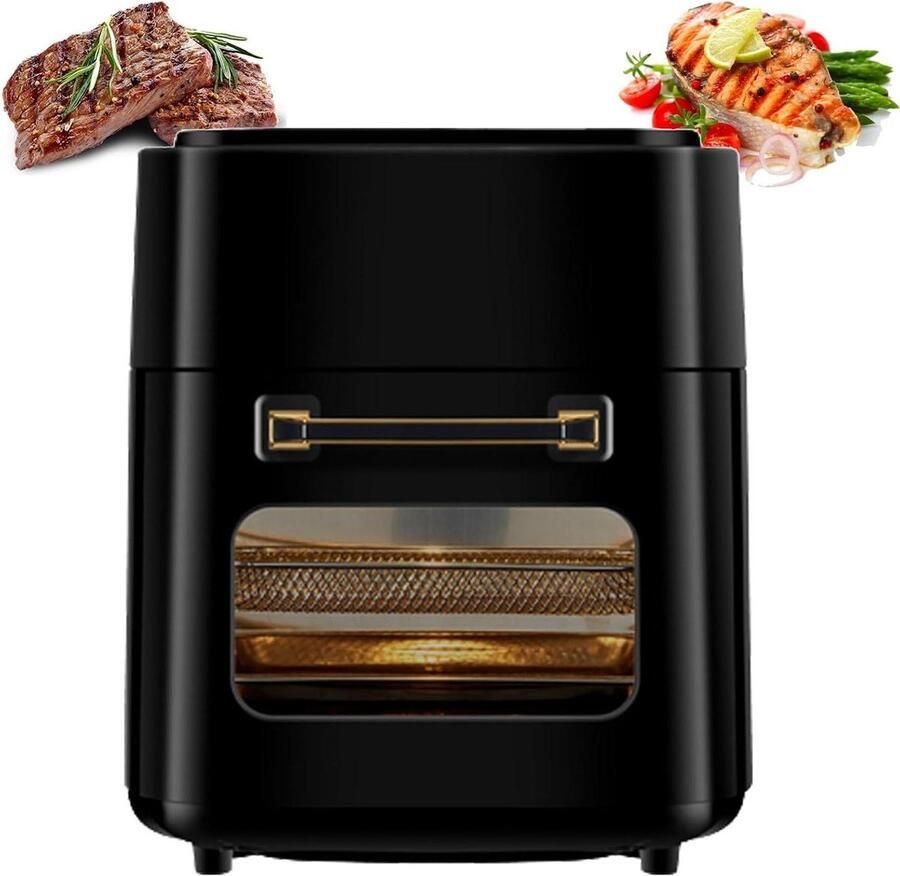 Luchtfriteuse Oven Mini Elektrische Oven Snelle Maaltijden Bereiden Digitaal Touchscreen 15 Liter Capaciteit Zwart