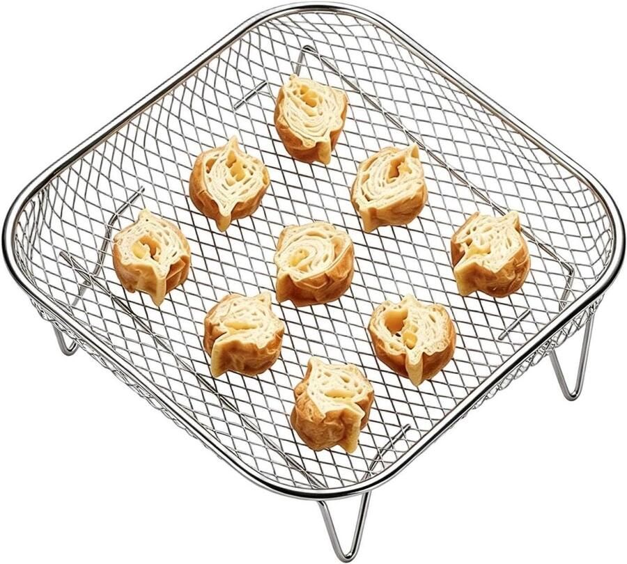 Airfryer Roosters Luchtfriteuse Gaasmand Gelijkmatig Garen Roestvrij Staal 13.5x6.7cm Zilvergrijs