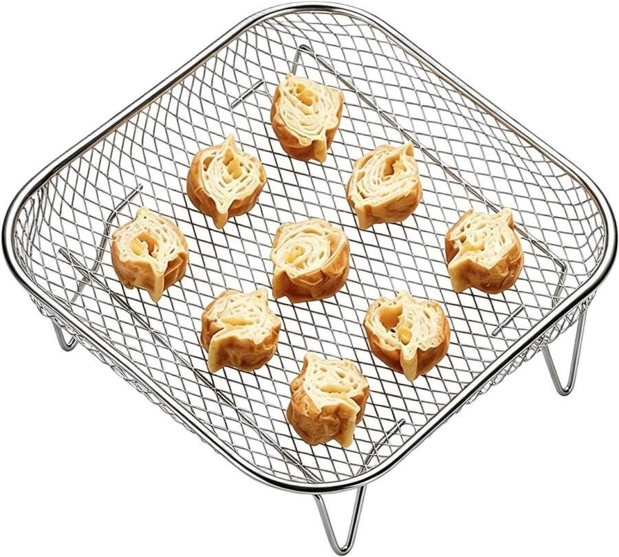 Air Fryer Roosters Niet-Omkeerbaar Vierkant Stapelbaar En Voedselveilig Luchtfriteuse Dehydrator Geschikt voor oven magnetron pan stoompan en voor het braden van vlees en groenten