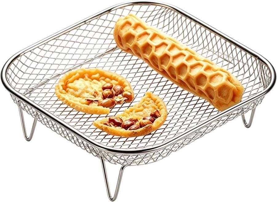 Luchtfriteuse Rooster Stapelbare Mand Gelijkmatig Koken Roestvrij Staal 13.5 x 6.7 cm Zilver