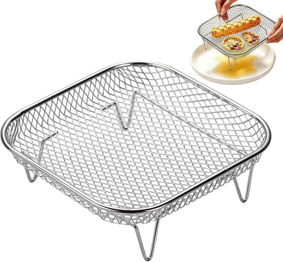 Luchtfriteuse Rooster Vierkant Stapelbaar Gelijkmatig Koken Roestvrij Staal 135 x 67 cm Zilver