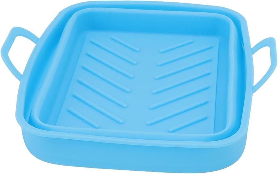 Luchtfriteuse Siliconen Voeringen Herbruikbare Bakplaat Gezonder Bakken Met Handgrepen 2 Stuks Blauw