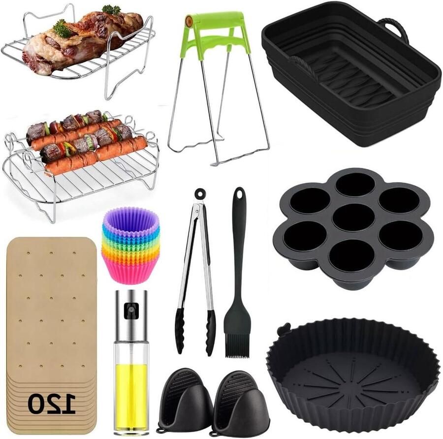 Luchtfriteuse Voeringen Bakpapier Airfryer Hygiënisch Bakken Antiaanbaklaag 23 27 cm Bruin