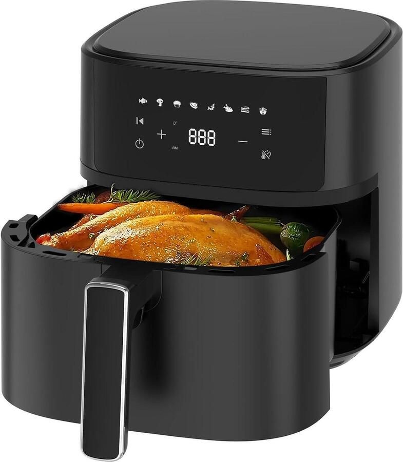 Luchtfriteuse XL Airfryer Gezinnen Gezond Frituren Stil 50 dB 65 Liter Zwart