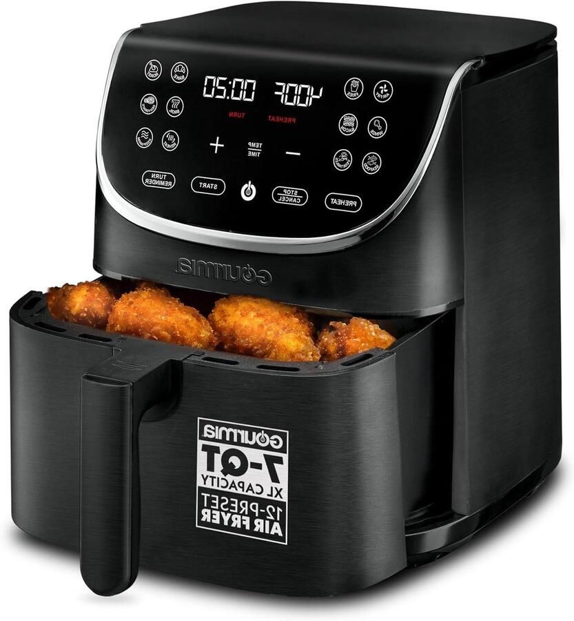 Luchtfriteuse XL Heteluchtfriteuse Airfryer Gezond Frituren 12 Kookvoorinstellingen 7 Liter Zwart