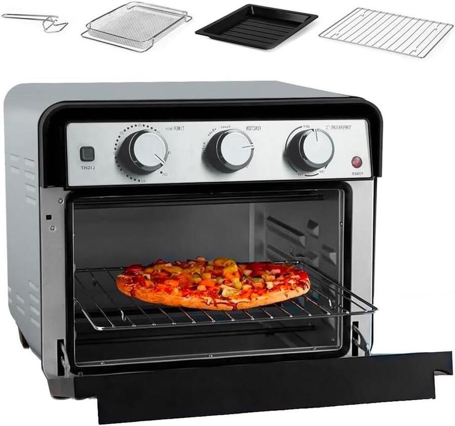 Luchtoven Elektrisch Multifunctionele Oven Gezond Koken Roestvrij Staal 22 Liter Zwart