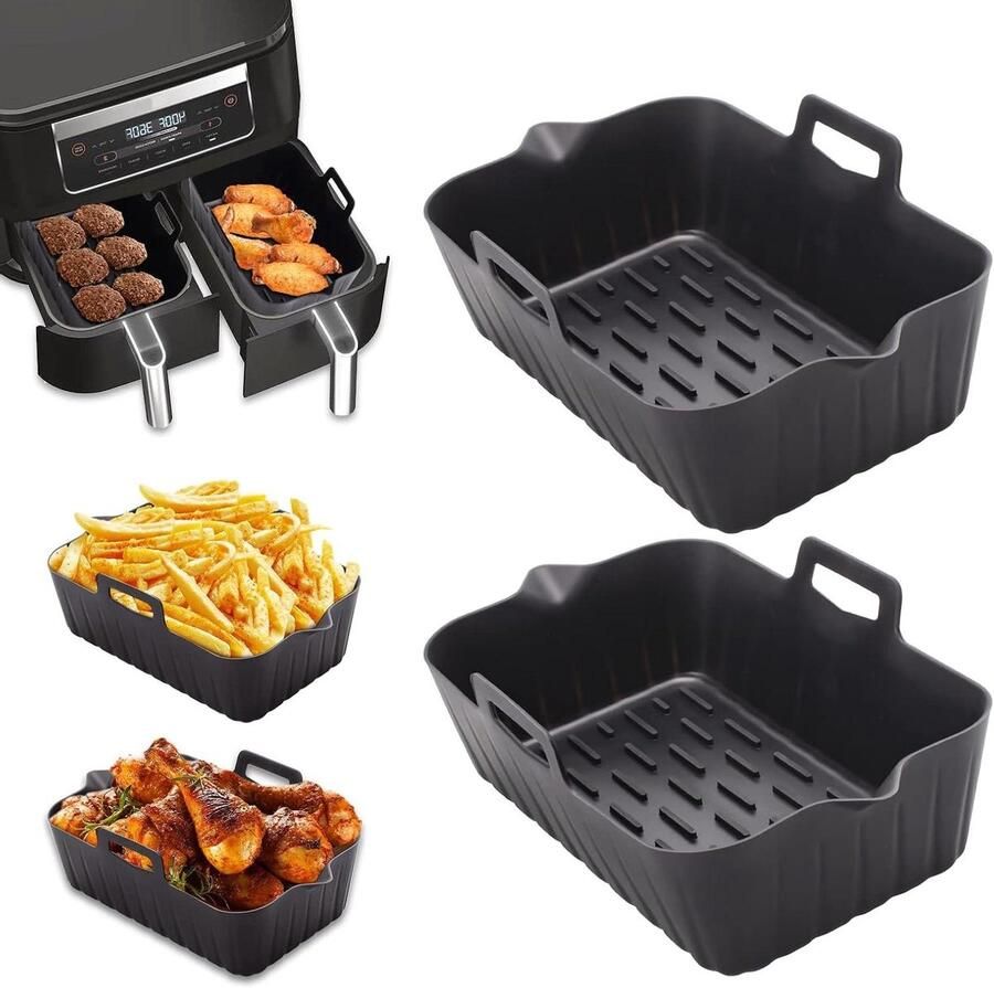 Luchtvorm Accessoires Airfryer Voering Gezond Koken Hittebestendig Siliconen 2 Stuks Zwart