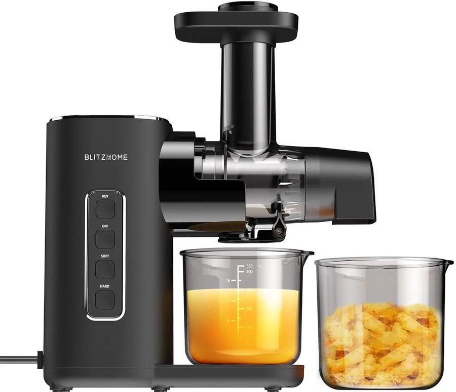 LUMÈ STORE Slowjuicer – Juicer met 2 Snelheden – Sapcentrifuge voor Groente & Fruit – Stil Compact en BPA-vrij – 450ml – Zwart