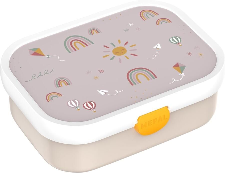 Lunchbox Campus Bento Lunchbox Voor Kinderen Lunchbox Met Bento-Compartiment En Vork Vaatwasmachinebestendig En Bpa-Vrij 750 Ml Sunshine & Rainbow