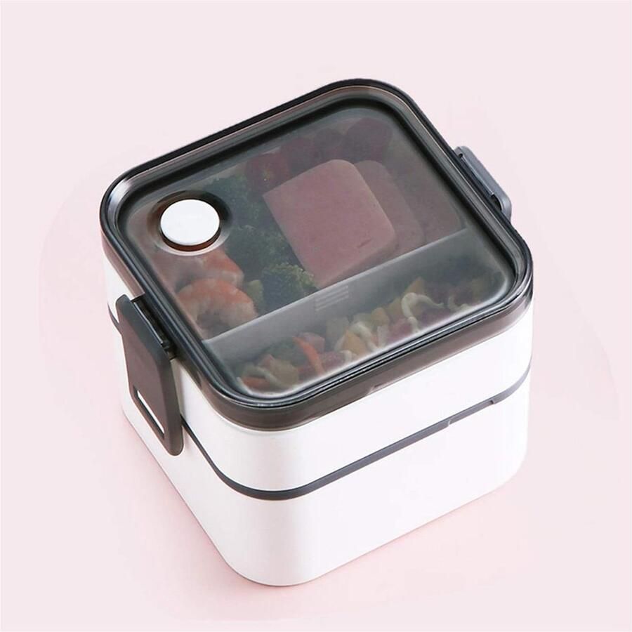 Lunchbox Student Servies Set Warme Maaltijd Magnetron Geschikt 15.8x14x11.6cm Wit