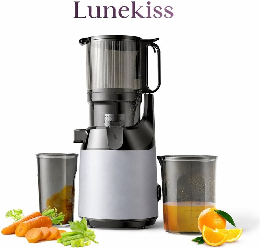 Lunekiss Blender Mixer Koudpers XL 130mm Goot – 250W – 40-65rpm – Reverse – Hele groenten & fruit – Anti-drip – BPA-vrij