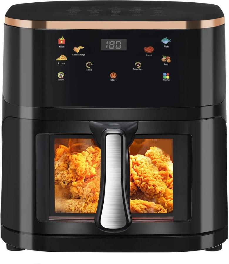 Lunekiss luchtfriteuse 9L – 1800W – digitaal display – 6 programma s – ovencombinatie – zichtbaar venster