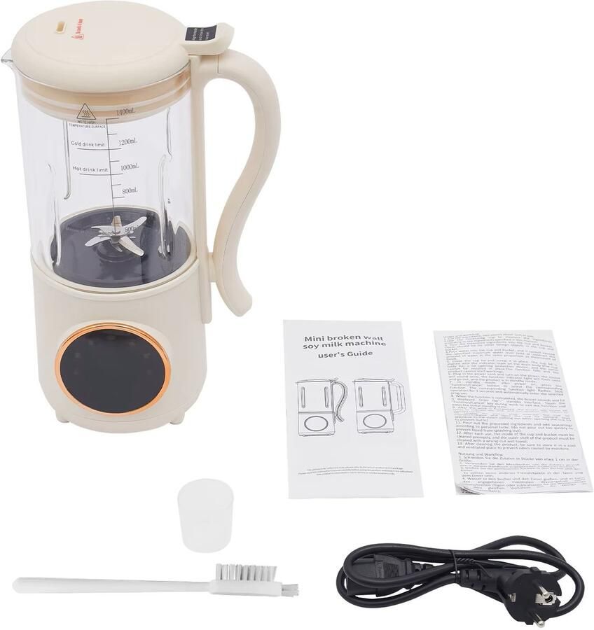 Lunekiss Sojamelk Maker 1 4L 16 Messen 600W+200W Timer 12u Warmhoud 6u LED Touch Sap&Smoothie Babyvoeding