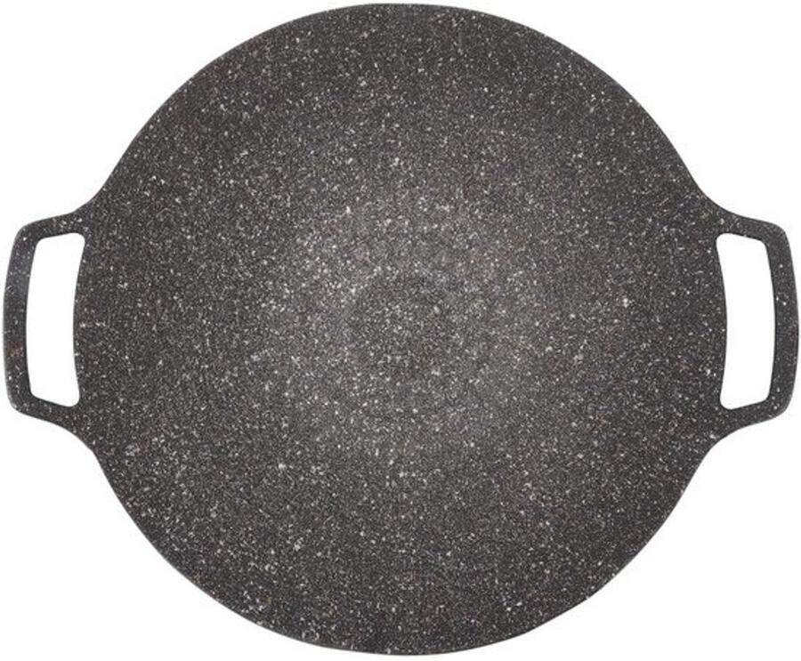 Luocute Koreaanse BBQ-plaat Ronde Grillpan met Anti-aanbaklaag en Constructie van Aluminiumlegering en Hoge Warmtegeleiding Compatibel voor Buitenkamperen (Universeel Type 30cm)