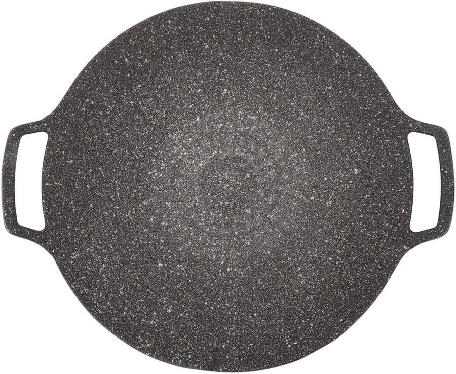 Luocute Koreaanse BBQ-plaat Ronde Grillpan met Anti-aanbaklaag en Constructie van Aluminiumlegering en Hoge Warmtegeleiding Compatibel voor Buitenkamperen (Universeel Type 30cm)