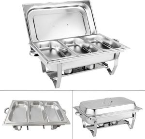 Luveo Buffetwarmer Chafing Dish Warmhoudbakken Warmhoudplaat 3 x 3 Liter