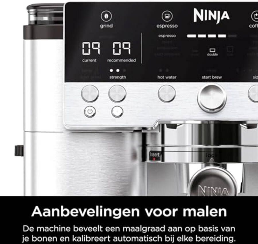 Luxe 3-in-1 Koffiemaker voor Latte Cappuccino Cold Brew en Espresso met Geïntegreerde Koffiemolen en Melkopschuimer