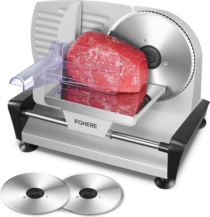 Thuys Luxe Allessnijder – Multifunctionele Snijmachine – Vlees Groenten Kaas Brood – 0-15mm Snijdikte – Vernieuwd Design – 200W – Zilver