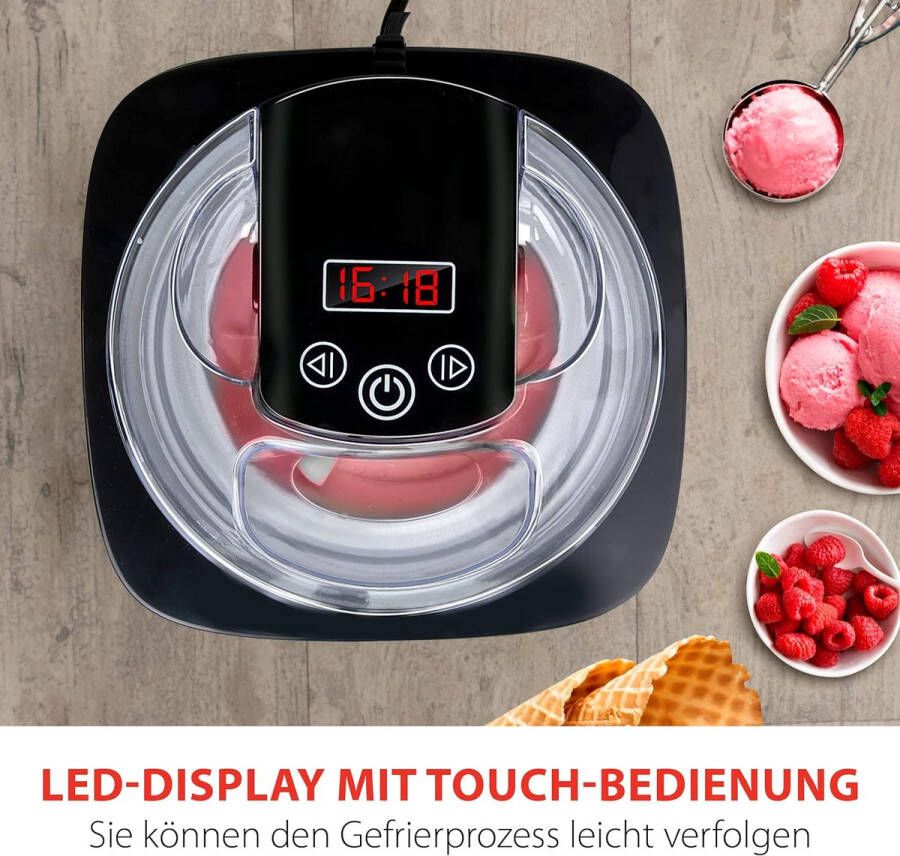 Luxe Ice Cream Maker Roomijs Frozen Yoghurt Sorbet etc 2L Zelfuitschakeling RVS Zilver Duurzame Ijsmachine