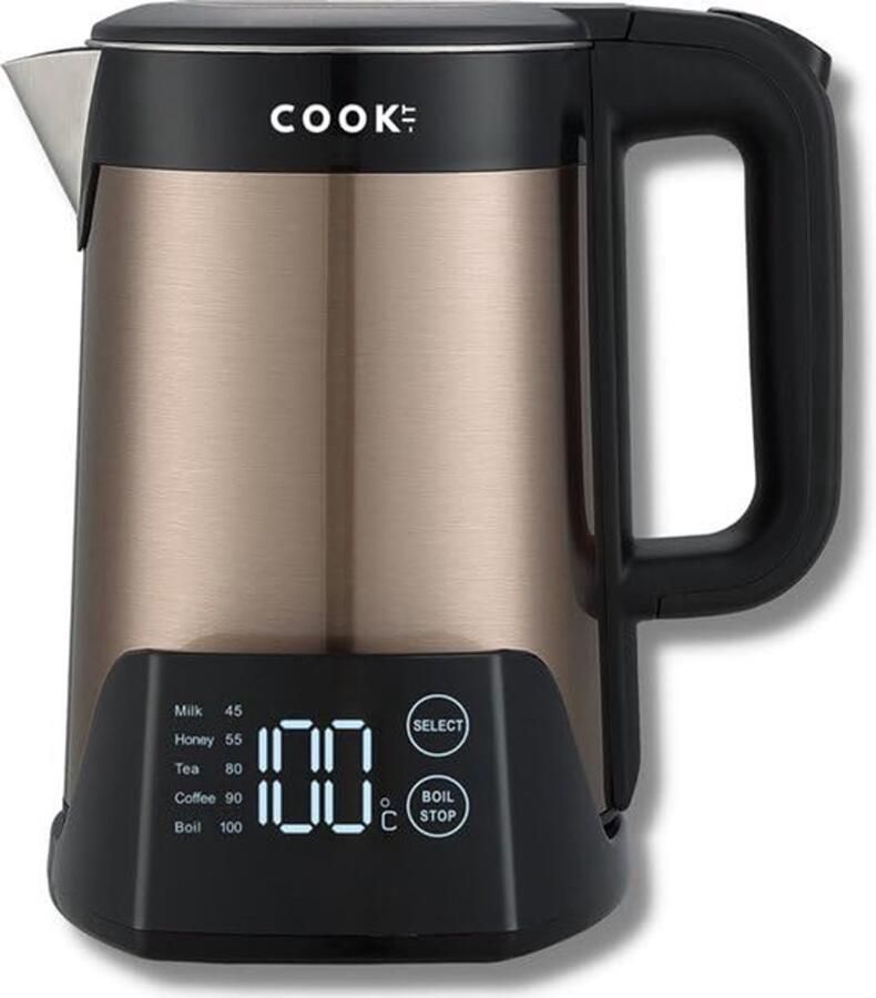 Luxe waterkoker – 1 5 l RVS 5 temperatuurstanden van 45 °C tot 100 °C warmhoudfunctie dubbelwandig droogloopbeveiliging digitaal display