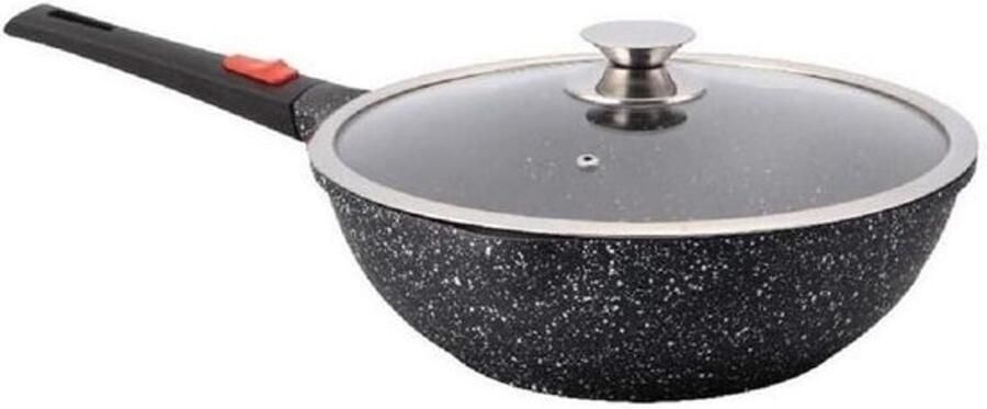 Luxe Wok Roerbakpan Gezond Koken Afneembare Handgreep 30 cm Zwart
