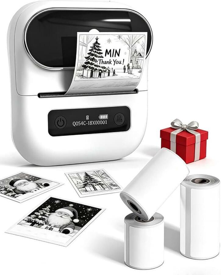 M220 Labelprinter Draagbaar Etiketteerapparaat Labelprinter voor thuis kantoor en Kleine Bedrijven Compatibel met Smartphones en PC met 3 Roll Labe
