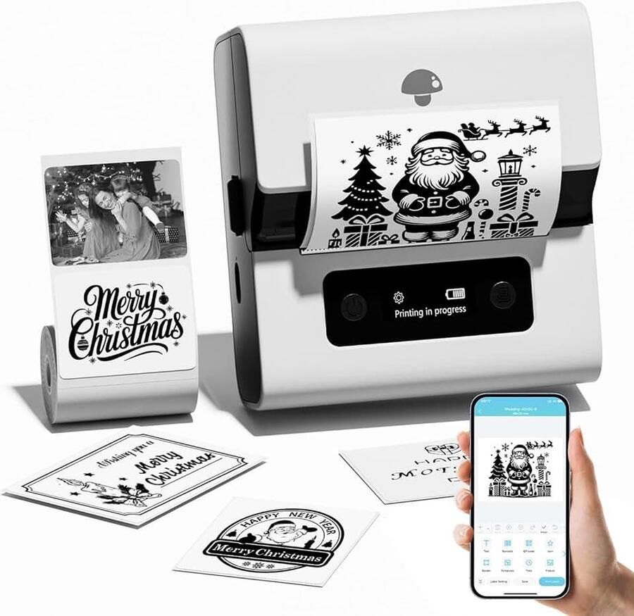 M221 Labelprinter Bluetooth labelprinter zelfklevend etiketteerapparaat voor bedrijven kantoor QR-code logo's sieraden detailhandel compatibel met telefoons en pc-systeem wit