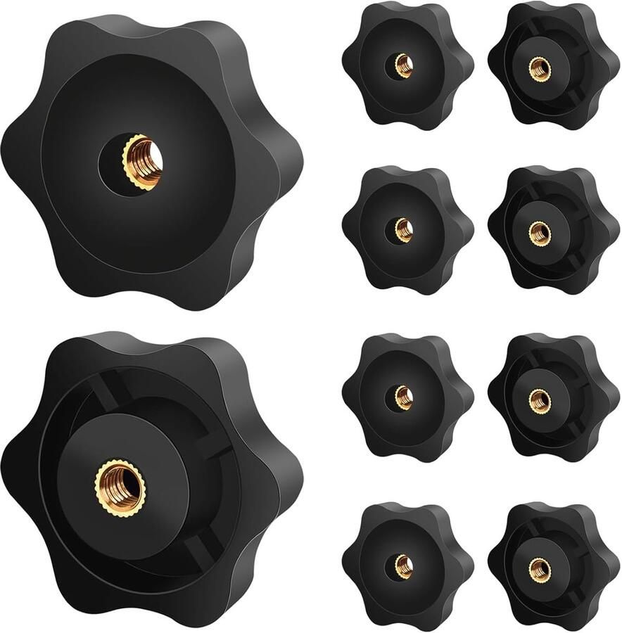 M5 10 stuks kartelschroef buitendiameter 32 mm zwarte stergreepmoer binnendraad messing voor machines en installaties fitnessapparatuur meubels gereedschapsmachines