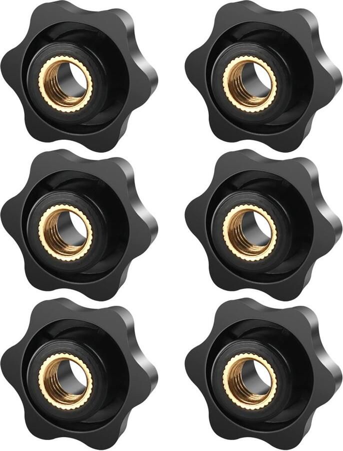M8 6 stuks vleugelmoer buitendiameter 32 mm kartelschroef binnendraad messing stergreep voor machines en installaties gereedschapsmachines fitnessapparatuur meubels