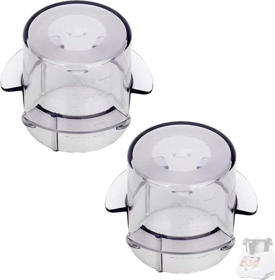 Maatbekerdeksels Doseerbekers Keukenmachine Accessoires Set van 2 stuks 90 ml Transparant