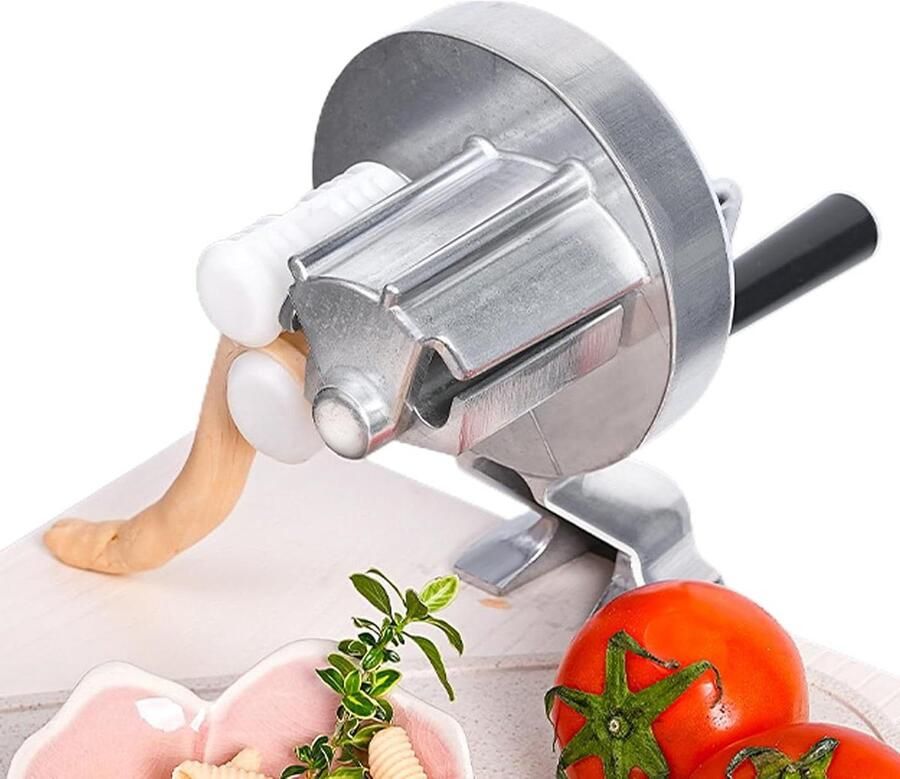 Macaroni Maker Cavatelli Machine Pasta Maken Hand Crank Bediening 27 cm Zilver