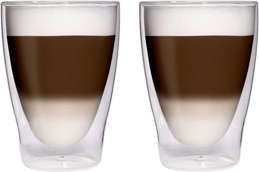 Macchiato-glazen dubbelwandig (2 x 280 ml) espressoglazen theeglazen cappuccinoglazen thermoglazen dubbelwandige latte macchiato koffieglazen