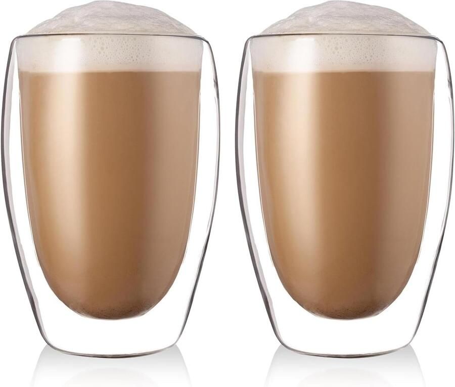 Macchiato-glazen dubbelwandig: set van 2 stuks 450 ml dubbelwandige koffieglazen van borosilicaatglas geïsoleerde koffiekopjes cappuccino ijskoffie mokken voor cappuccino latte thee