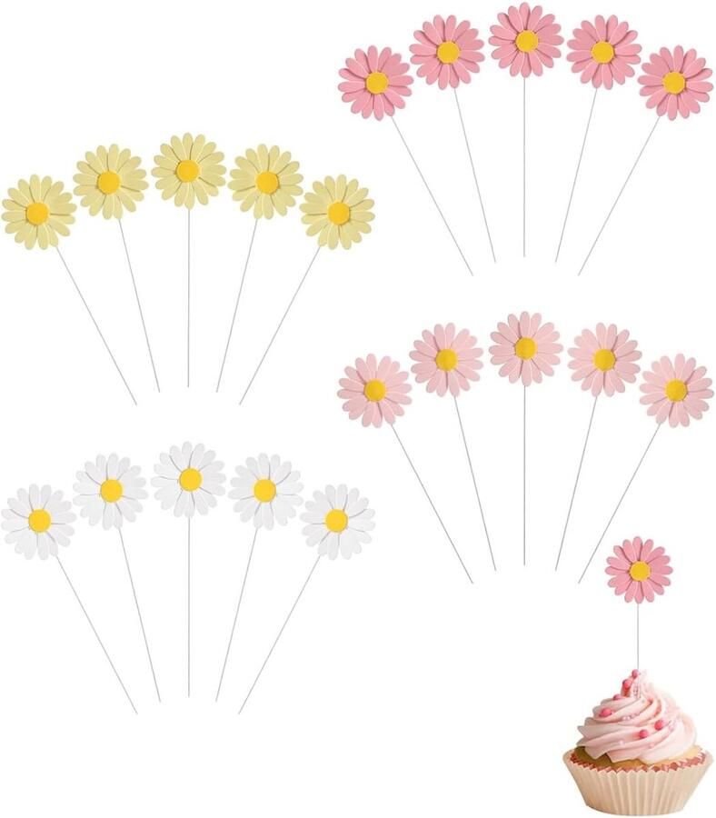 Madeliefjes 20 stuks groot 4 kleuren van kunststof herbruikbaar perfect voor verjaardagen bruiloften babyshowers en bloemenfeesten