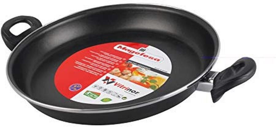 MAGEFESA Black Paella pan 34 cm enamelled steel exterior black reinforced non-stick coating suitable for all heat sources especially induction 50% energy saving - Foto 2