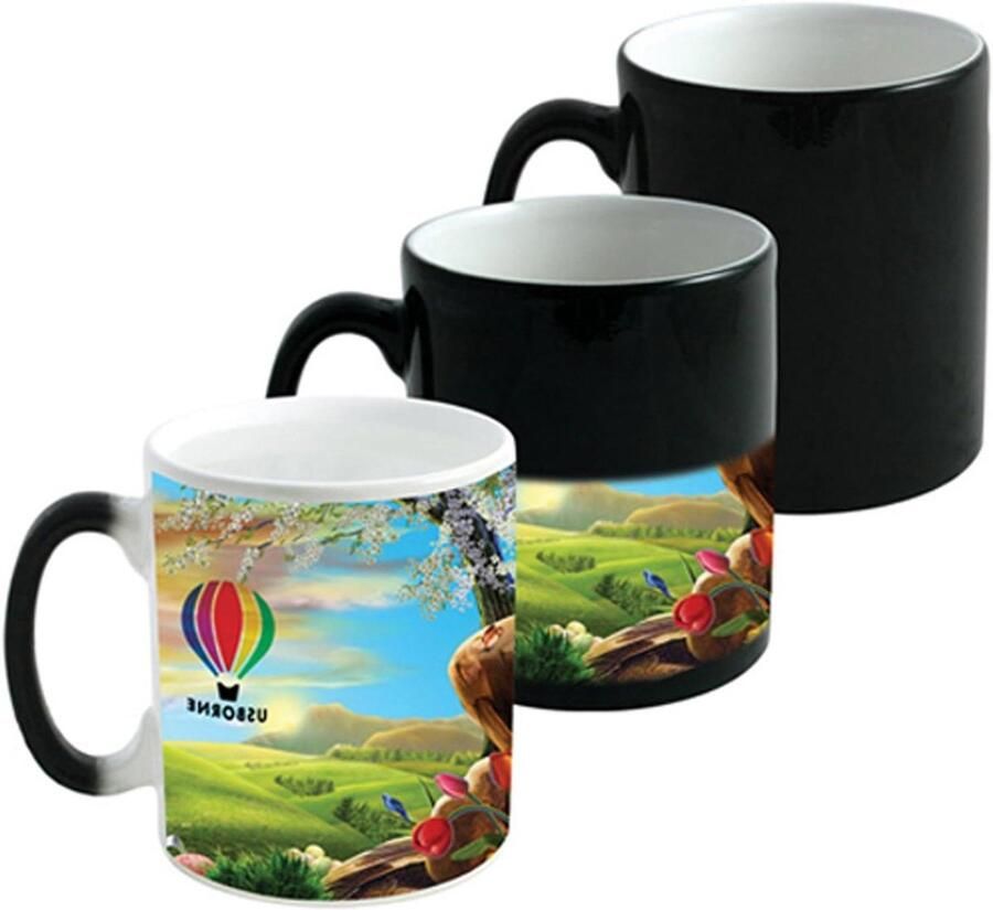 Magische Mok Kleurveranderende Mok Koffie Drinken Gepersonaliseerd Ontwerp 300 Milliliter Zwart - Foto 1