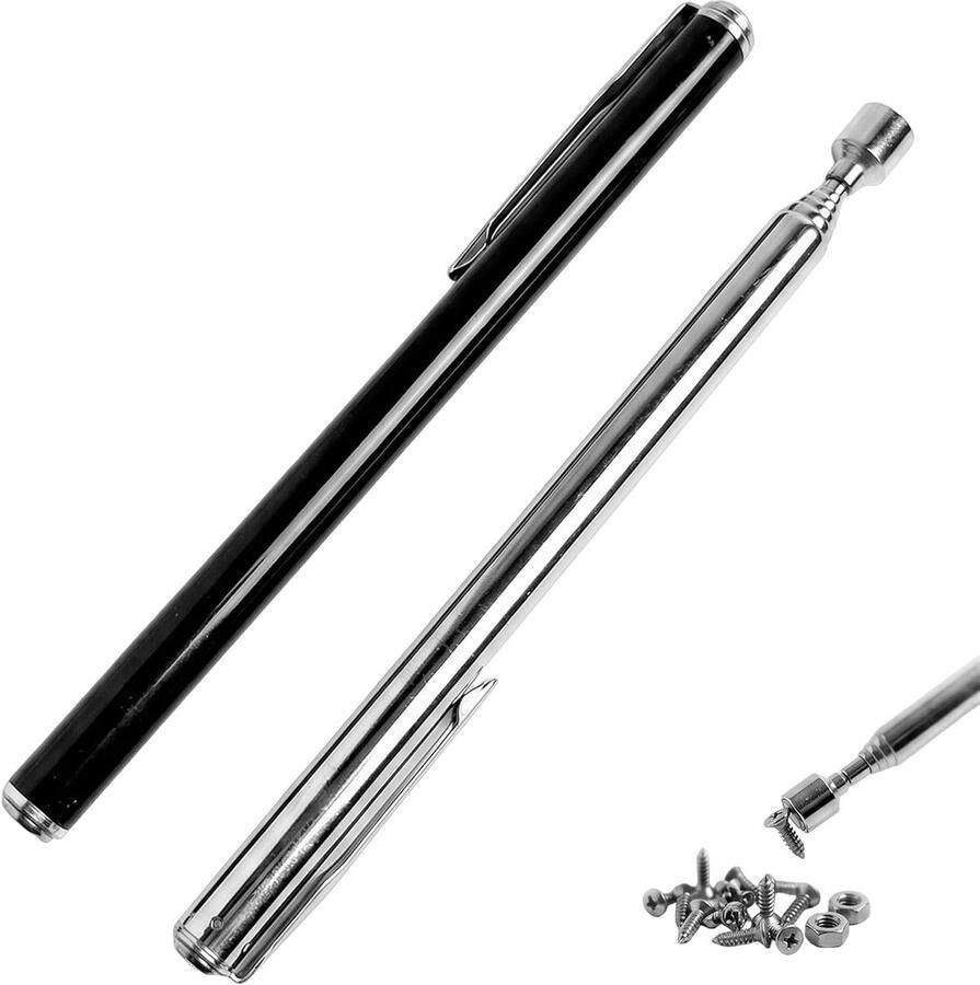 Magneet 2 stuks magnetisch verzamelgereedschap uittrekbaar van 12 6 tot 65 cm draagbaar magnetisch voor schroeven moeren en bouten zwart en zilver