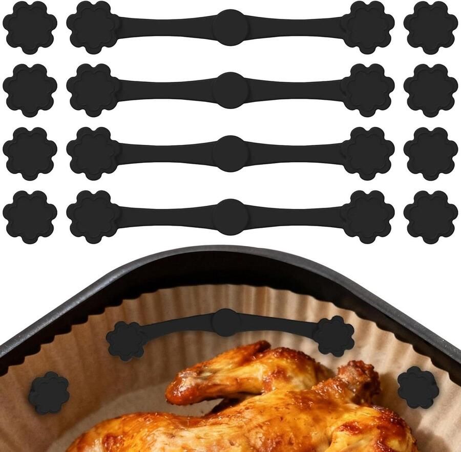 Magneetgespen Airfryer Bakpapierhouders Veilig Bakken Hittebestendig tot 240°C 12 stuks Zwart