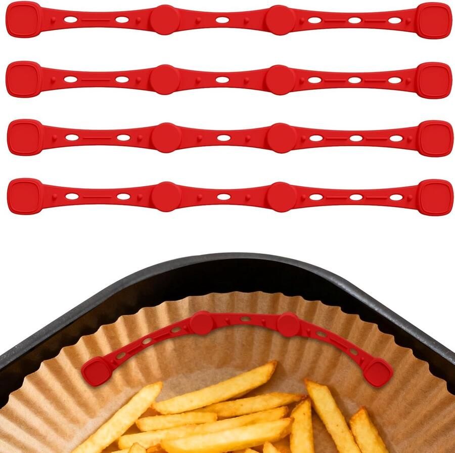 Magneetgespen Airfryer Bakpapierhouders Veilig Koken Hittebestendig tot 240°C 4 stuks Zwart