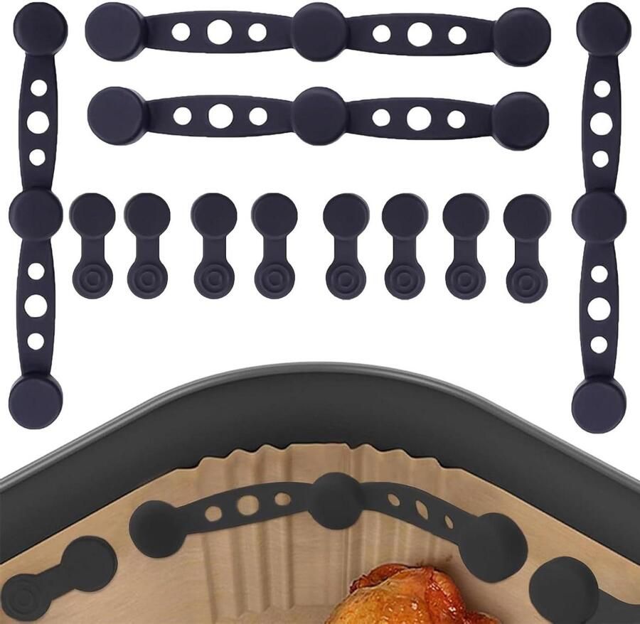 Magneetgespen Siliconen Sluitingen Airfryer Gebruik Voorkomt Verbranding 12 Stuks Zwart