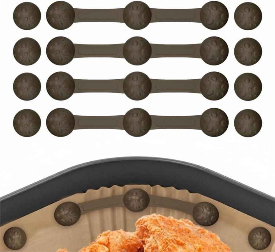 Magneetklemmen Airfryer Hittebestendig Siliconen Bakken Zonder Papier Herbruikbaar & Veilig 12 Stuks Bruin