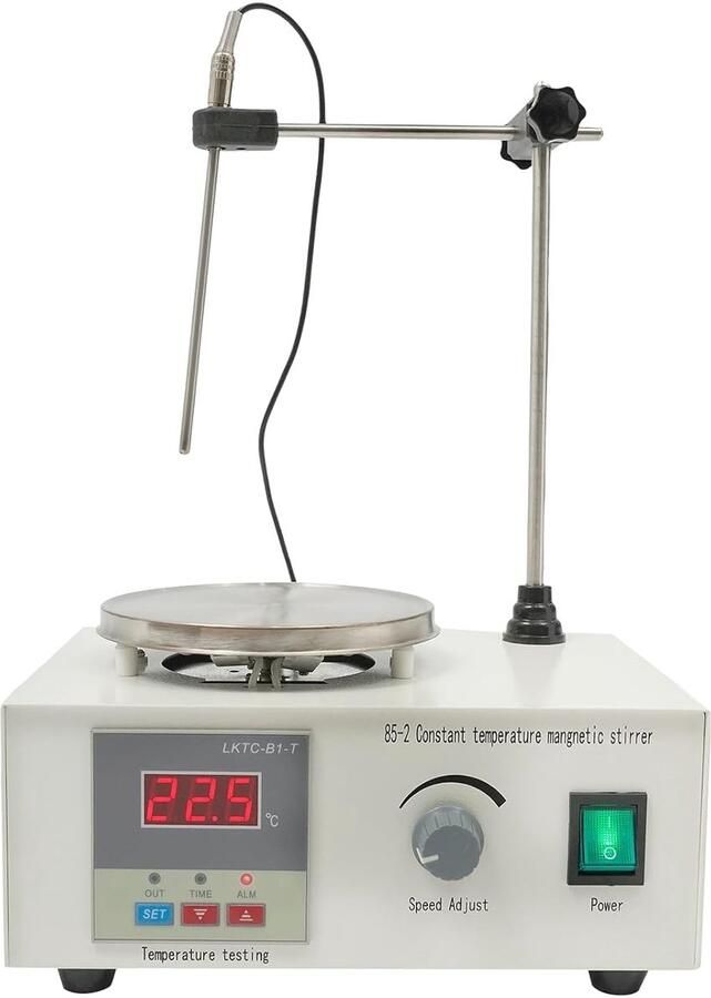 Magneetmixer Laboratorium Verwarmingsplaat Roerder Vloeistoffen Mengen Digitaal Instelbaar 2000 ml Volume Wit