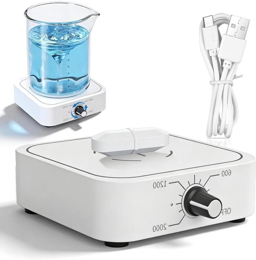 Magneetroerder Magnetische mixer Vloeistoffen mengen USB-aangedreven 1 Liter Wit