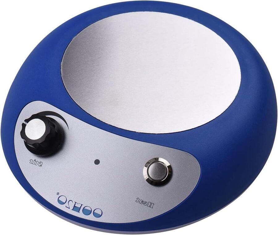 Magneetroerder met Verwarming Verwarmende roerder Vloeistoffen mengen Geluidloos en trillingsvrij 2000 ml Zilver en blauw