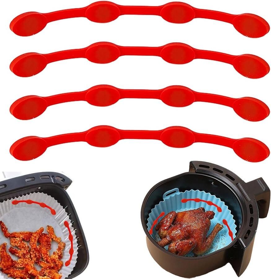 Magneetset Airfryer Accessoires Friteuse Gelijkmatig Koken Voorkomt Wegglijden 14.5 cm Rood