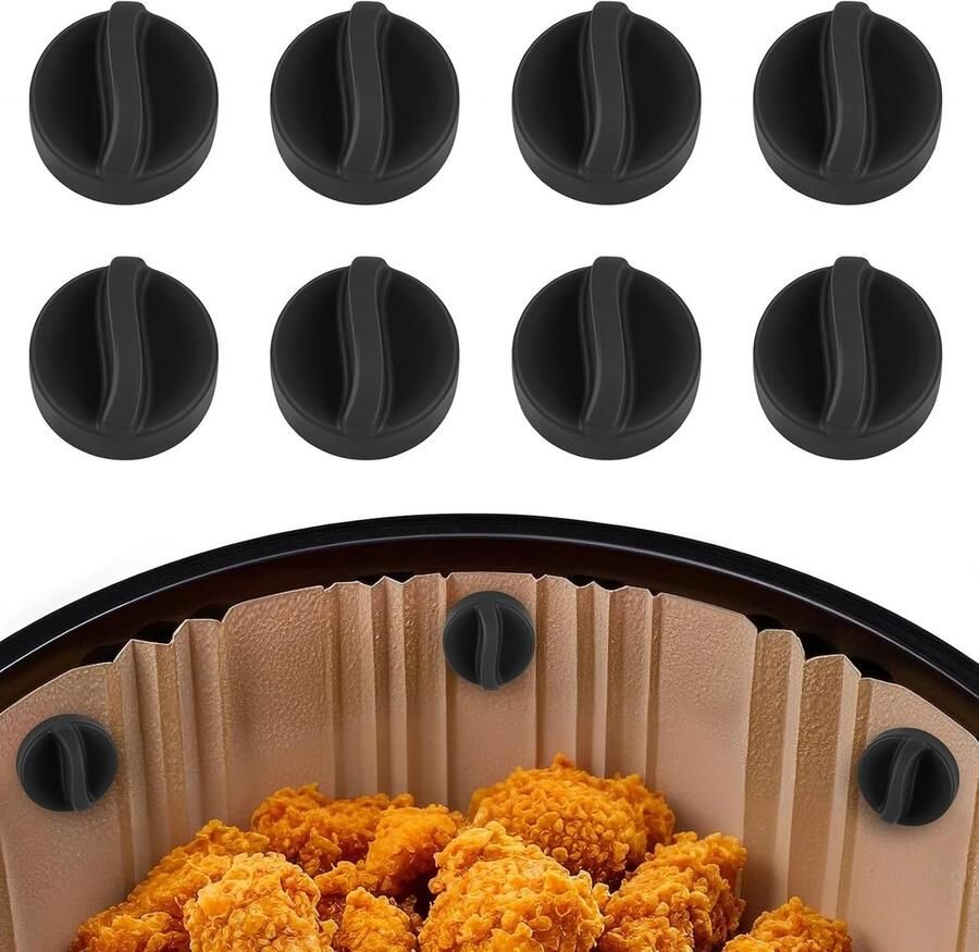 Magneten 8 stuks siliconen magnetische gespen herbruikbaar keukenaccessoire voor het vastzetten van bakpapier in de airfryer kookgereedschap voor bakpapier zwart