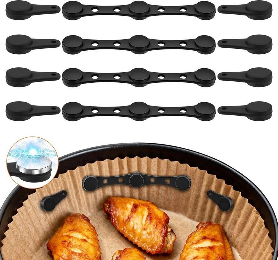 Magneten Bakpapier Siliconen Gespen Airfryer Gebruik Effectieve Bevestiging 12 Stuks Zwart