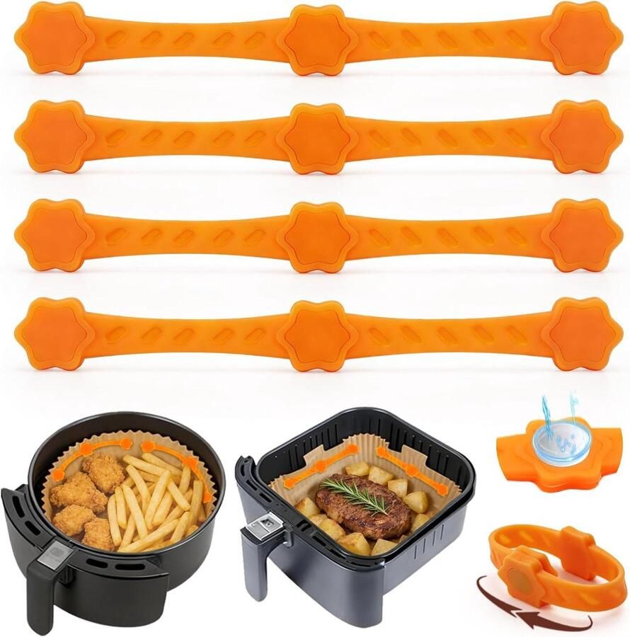 Magneten voor Airfryer Bakpapier Airfryer Accessoires Voorkomt Opwaaien Sterke Magneetkracht 125 cm Oranje