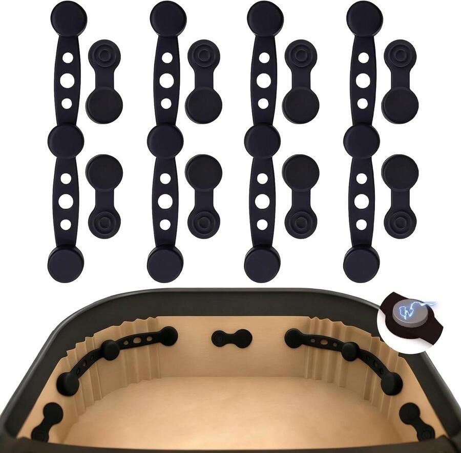 Magneten voor Airfryer Bakpapier Airfryer Clips Bakpapier Fixeren Hittebestendig Siliconen 12 stuks Zwart