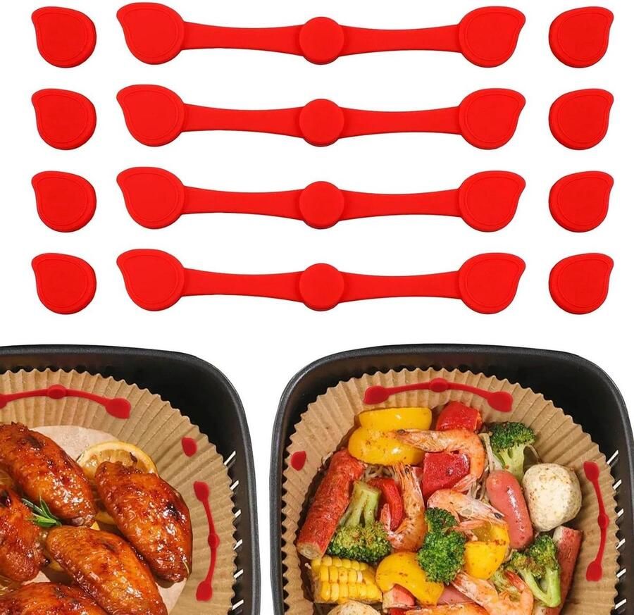 Magneten voor Airfryer Bakpapier Airfryer Clips Bakpapier Fixeren Voorkomt Opwaaien 12 stuks Rood
